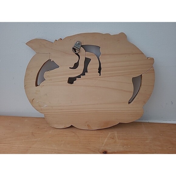 RARE Disney Winnie the Pooh, Eeyore, Rabbit Carved Wood Folk Wall Art - Picture 5 of 9